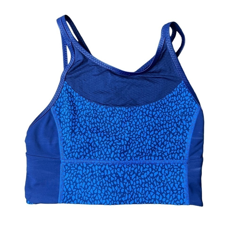 Lululemon Women’s Bra Miss Mosaic Lakeside Blue Hero Clip-In Long Bra Size 4